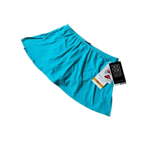 COCO REEF Solid Slit Swim Skirt Women's Swimsuit U95745 Aqua Size Small - Picture 2 of 6